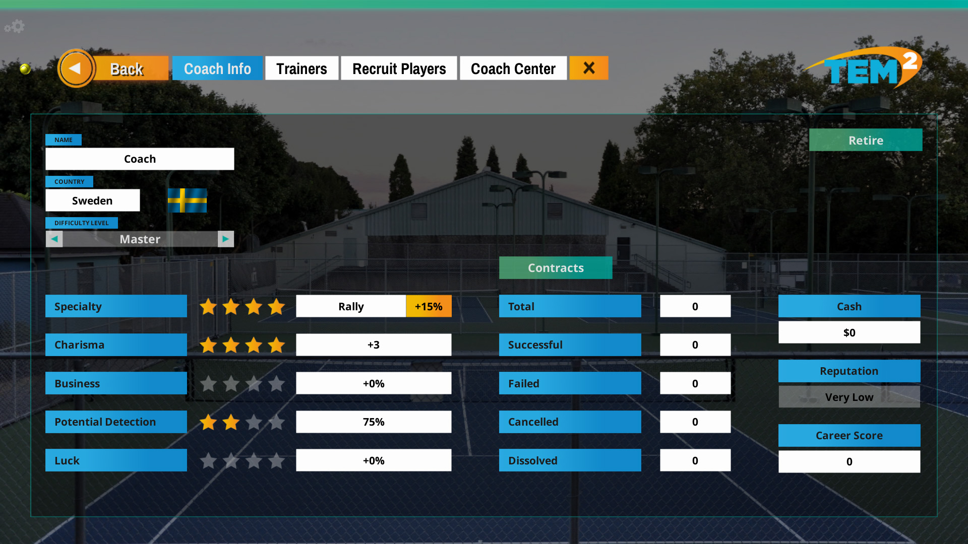 Tennis Manager Game